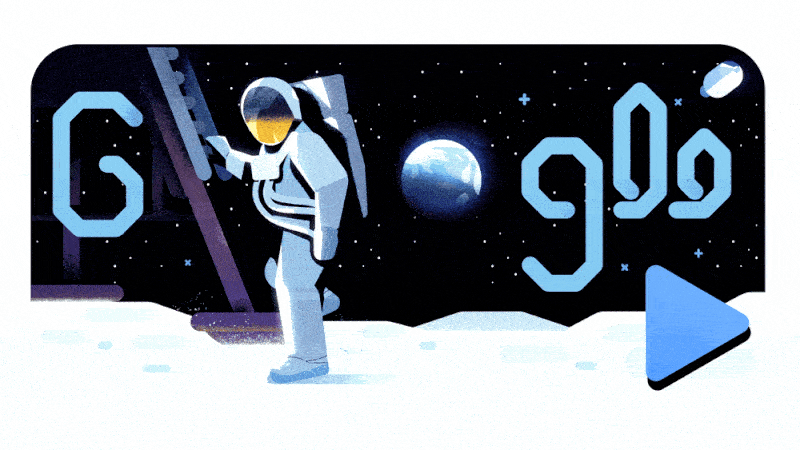 Google collaborates with Apollo 11 Space Mission to celebrate the 50th Anniversary of the Moon Landing with video Doodle.