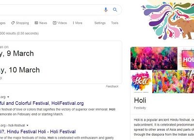 Google Holi easter egg