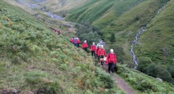 Mountain rescue team take Saint Bernard away England’s highest peak