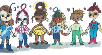 Doodle for Google 2020 – US Winner: Google congratulates a fifth-grader Sharon Sara by showing Doodle on its homepage