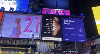 CELEBRITY ARTIST CHRIS FABREGAS SHUTS DOWN TIMES SQUARE WITH INSPIRATIONAL BILLBOARD