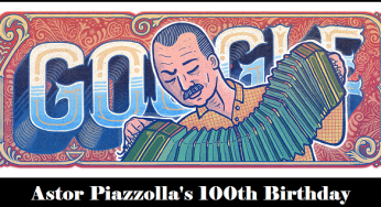 Google Doodle celebrates Argentine tango composer Astor Piazzolla’s 100th birthday