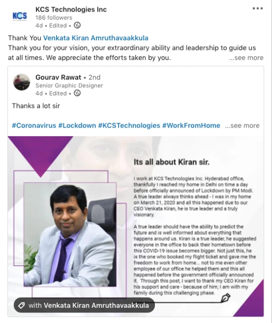 Venkata Kiran KCS Technologies CEO