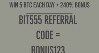 Use Bit555 Referral Code: bonus123 for chance to up to 5 Bitcoin every single day for free