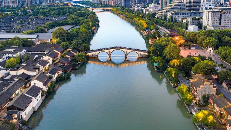 Worlds Oldest and Longest man made river Beijing Hangzhou Grand Canal Open to Tourists in North Chinas Cangzhou Downtown Section