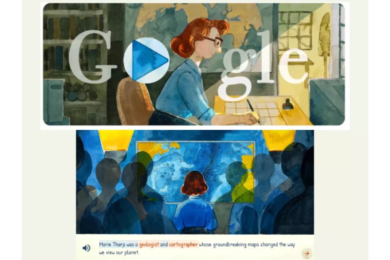 Celebrating Marie Tharp Google Doodle