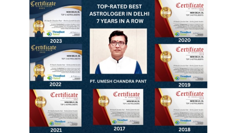 Astrologer Pt Umesh Chandra Pant Founder of PavitraJyotish has been Receiving the Best Astrologer Award of Delhi for the Last 7 Years