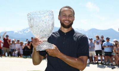 Stephen Curry comes out on top for the American Century Championship with an eagle on 18