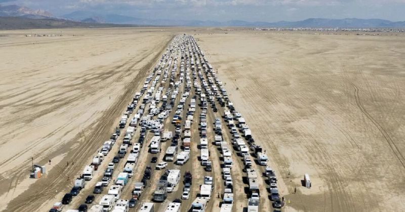 Reopening of the Burning Man festival road allows many to flee the mud trap