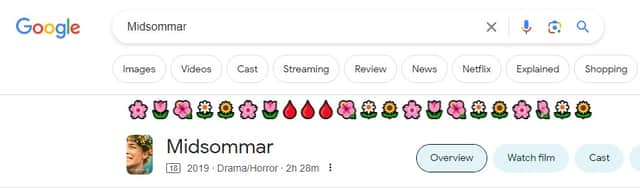 Google Halloween search 2023 Midsommar