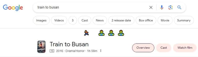 Google Halloween search Train to Busan 2023