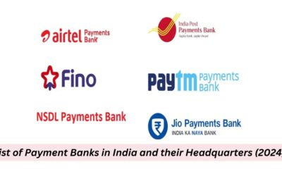 List of Payment and Small Finance Banks in India and their Headquarters 2024