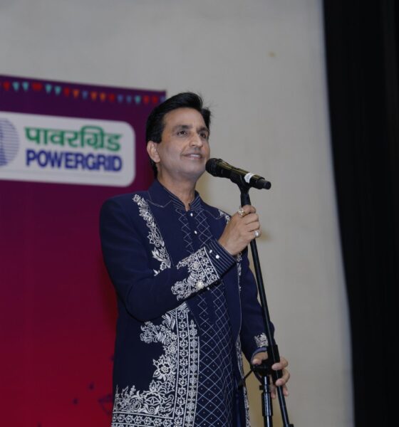 Celebrating Hindi with words and vision Dr Kumar Vishwas recites poetry for Power Grid Corporation of India Limited in New Delhi